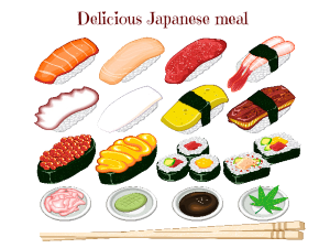 a selection of sushi